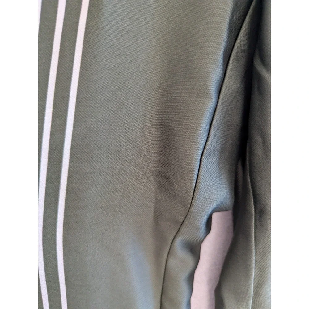 Wide Leg Pants Womens Petite Large Green Geometric Satin Pull On LOFT NWT - Picture 5 of 7